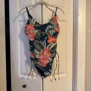 Target Tropical Floral One Piece Swimsuit - Green and Orange